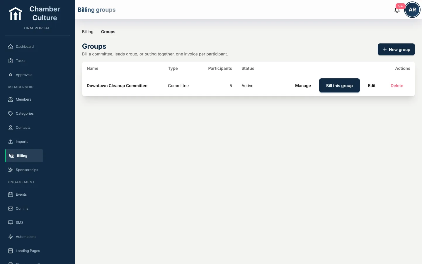 Group invoice for a committee with a different amount and pay link for each participant