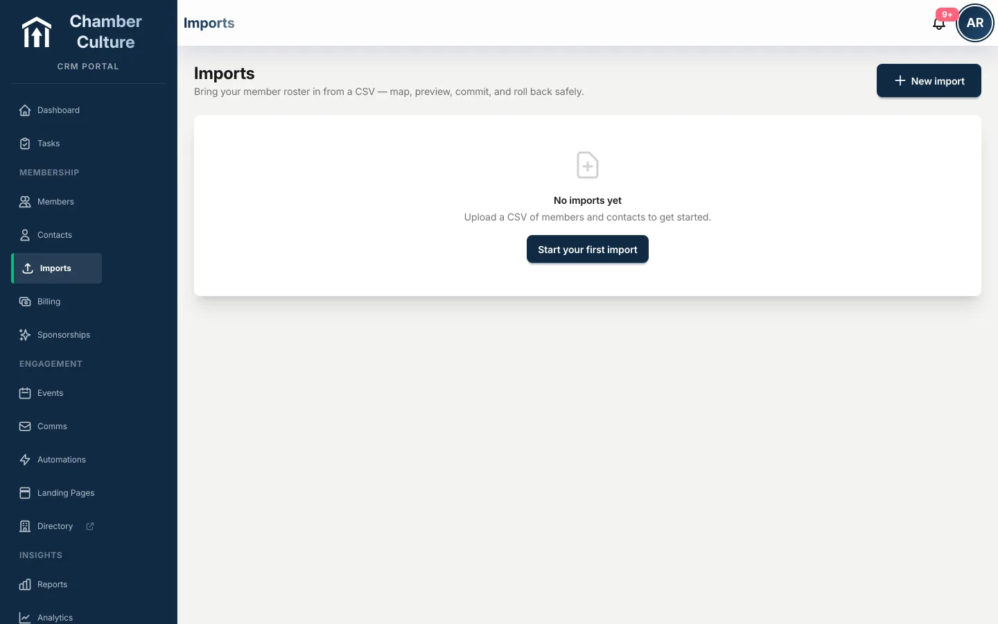 Guided data import with AI column mapping and a dry-run preview