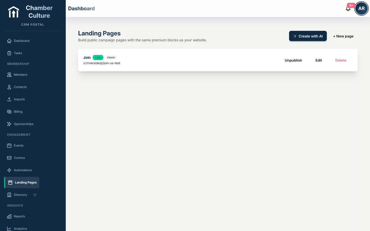 Landing page builder for campaigns and sponsor pages